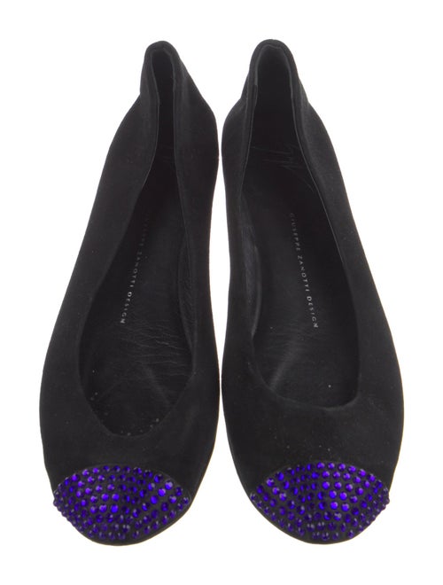 Giuseppe Zanotti Suede Crystal Embellishments Ballet Flats