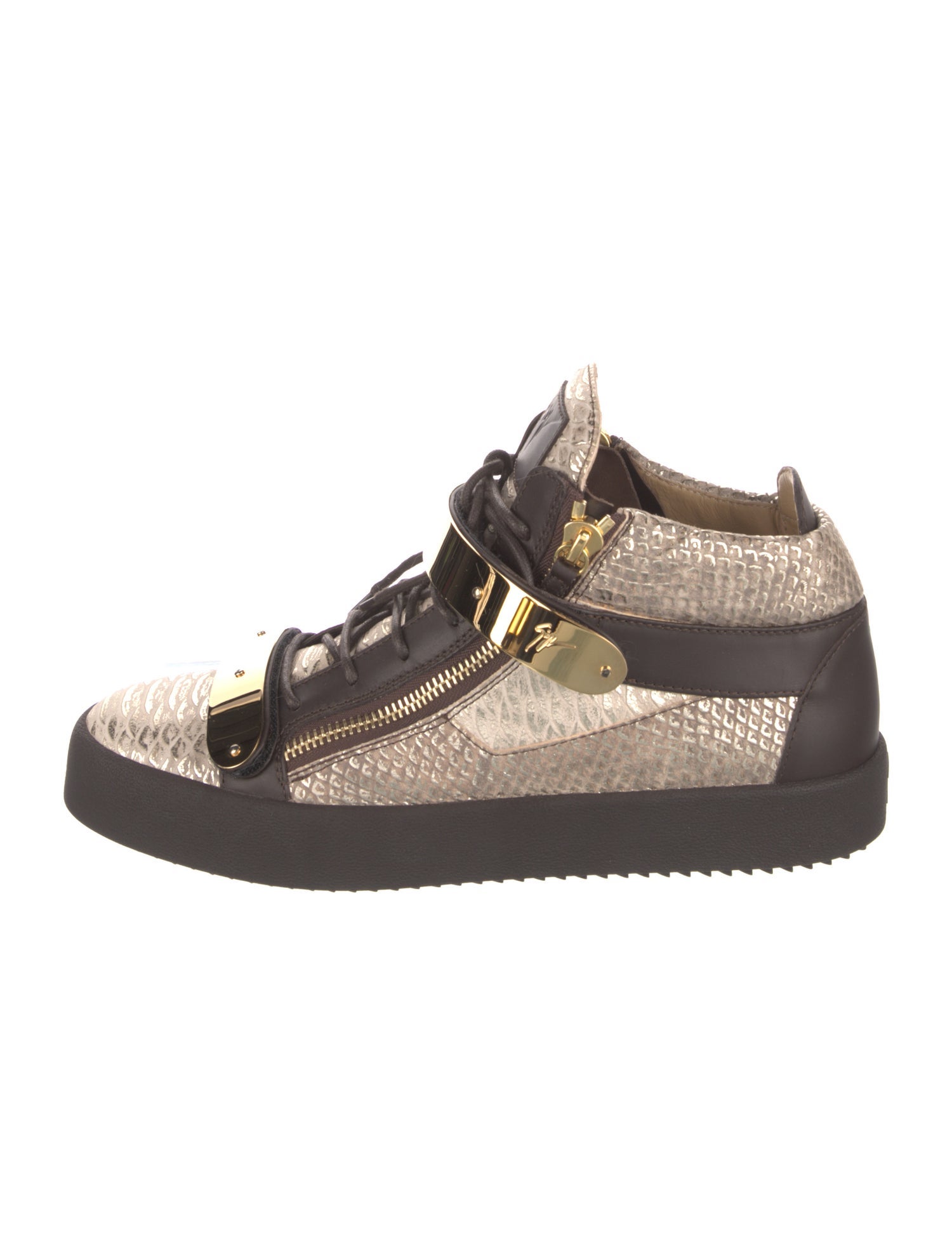Giuseppe Zanotti Leather Animal Print Athletic Sneakers