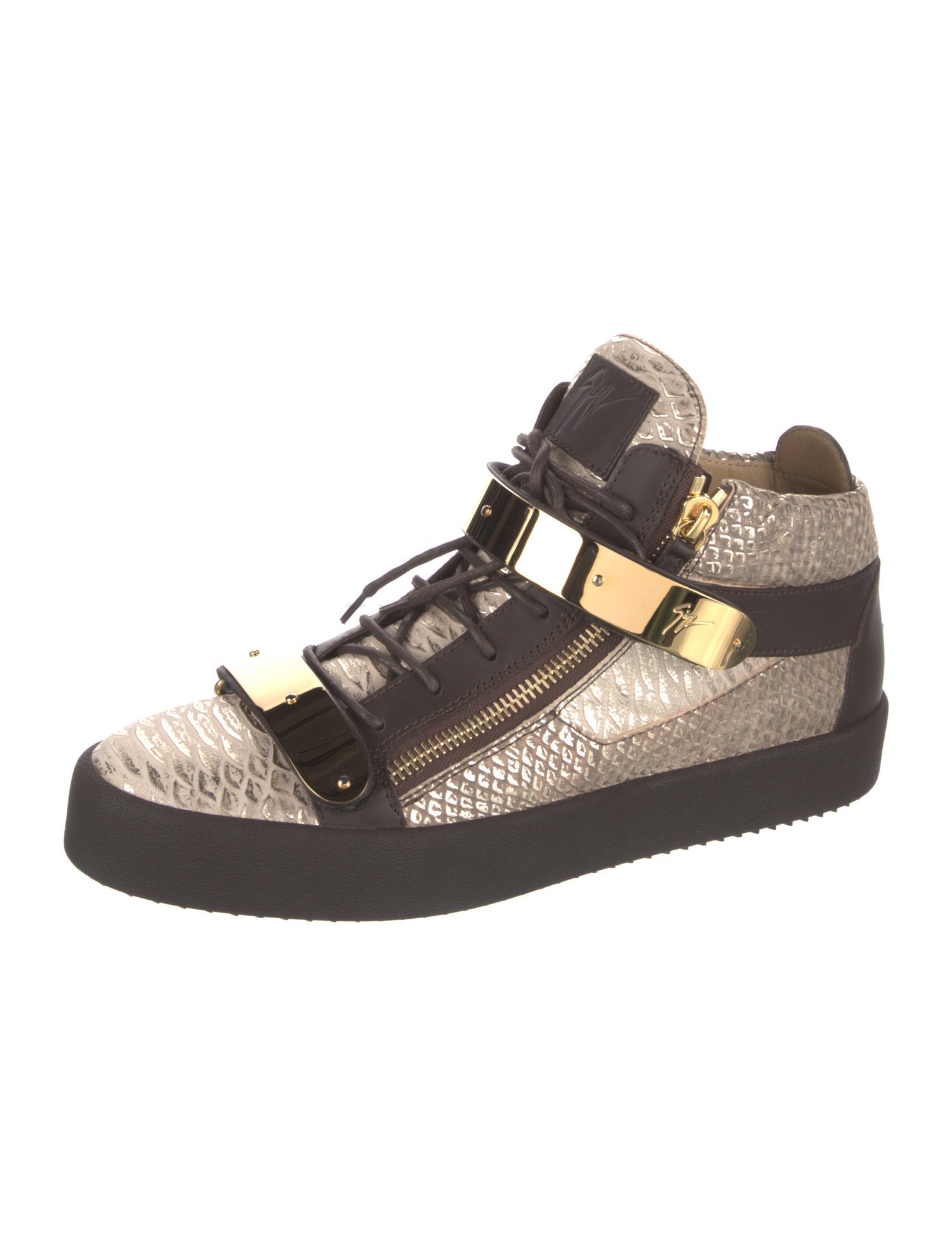 Giuseppe Zanotti Leather Animal Print Athletic Sneakers