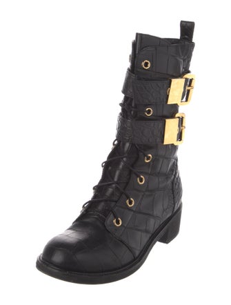 Giuseppe Zanotti Embossed Leather Combat Boots