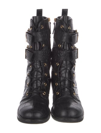Giuseppe Zanotti Embossed Leather Combat Boots