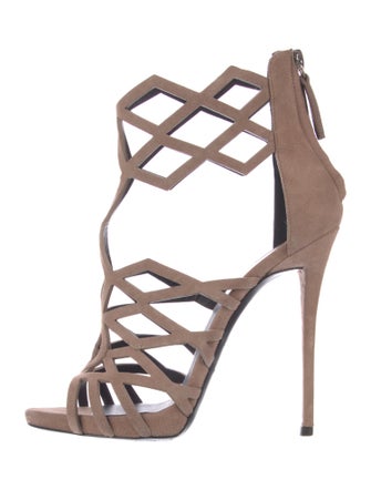 Giuseppe Zanotti Suede Cutout Accent Gladiator Sandals