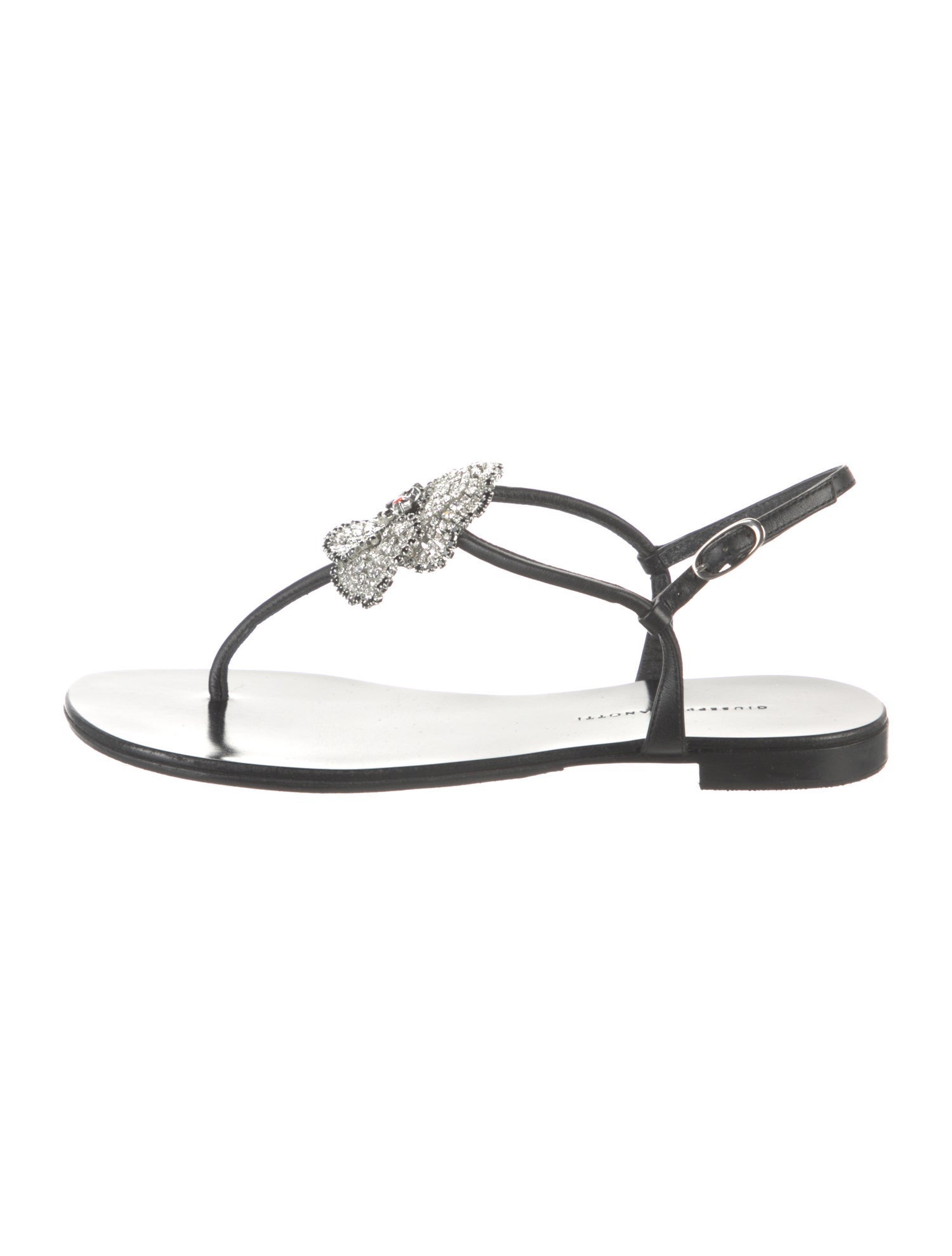 Giuseppe Zanotti Leather Floral Print T-Strap Sandals