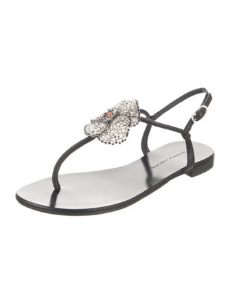 Giuseppe Zanotti Leather Floral Print T-Strap Sandals