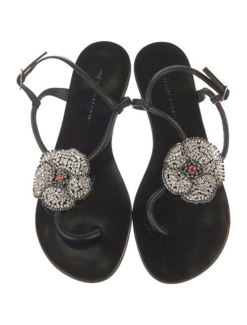Giuseppe Zanotti Leather Floral Print T-Strap Sandals
