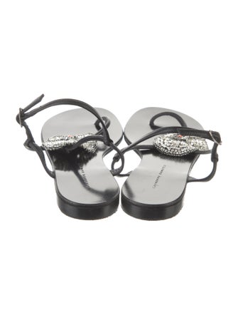 Giuseppe Zanotti Leather Floral Print T-Strap Sandals