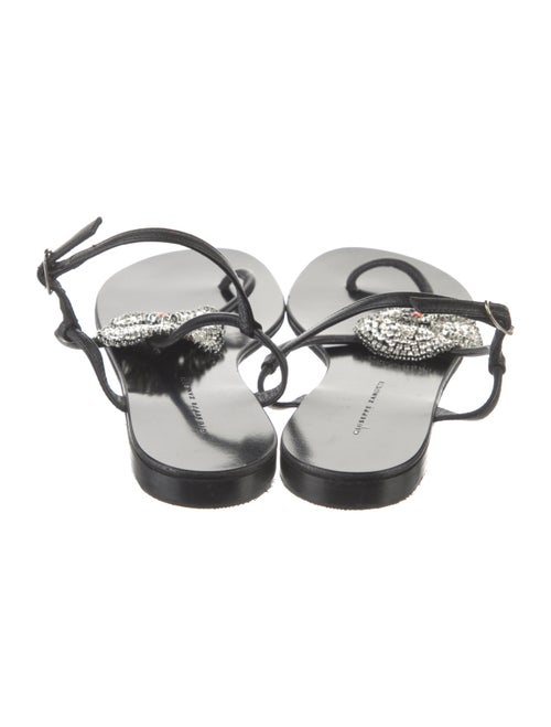 Giuseppe Zanotti Leather Floral Print T-Strap Sandals