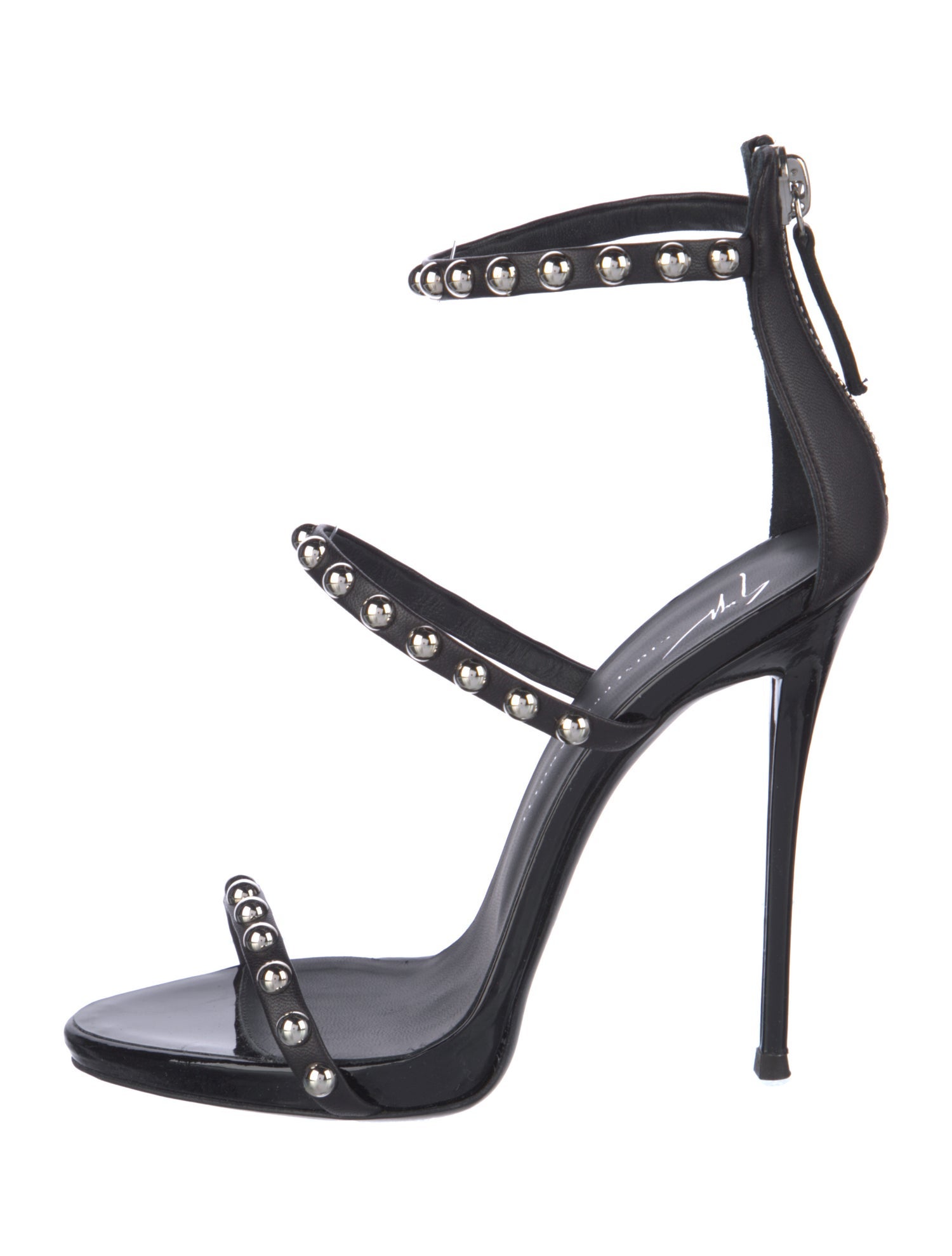 Giuseppe Zanotti Patent Leather Studded Accents Sandals
