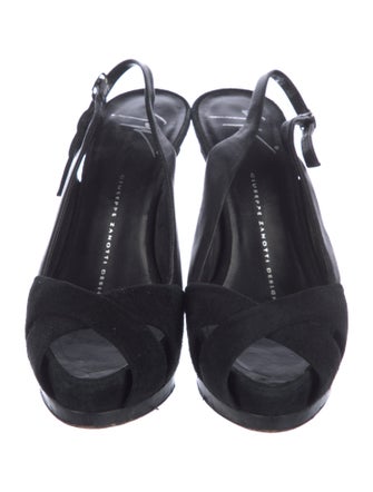 Giuseppe Zanotti Suede Cutout Accent Slingback Pumps