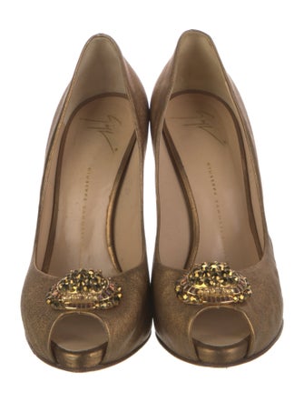 Giuseppe Zanotti Leather Crystal Embellishments Pumps
