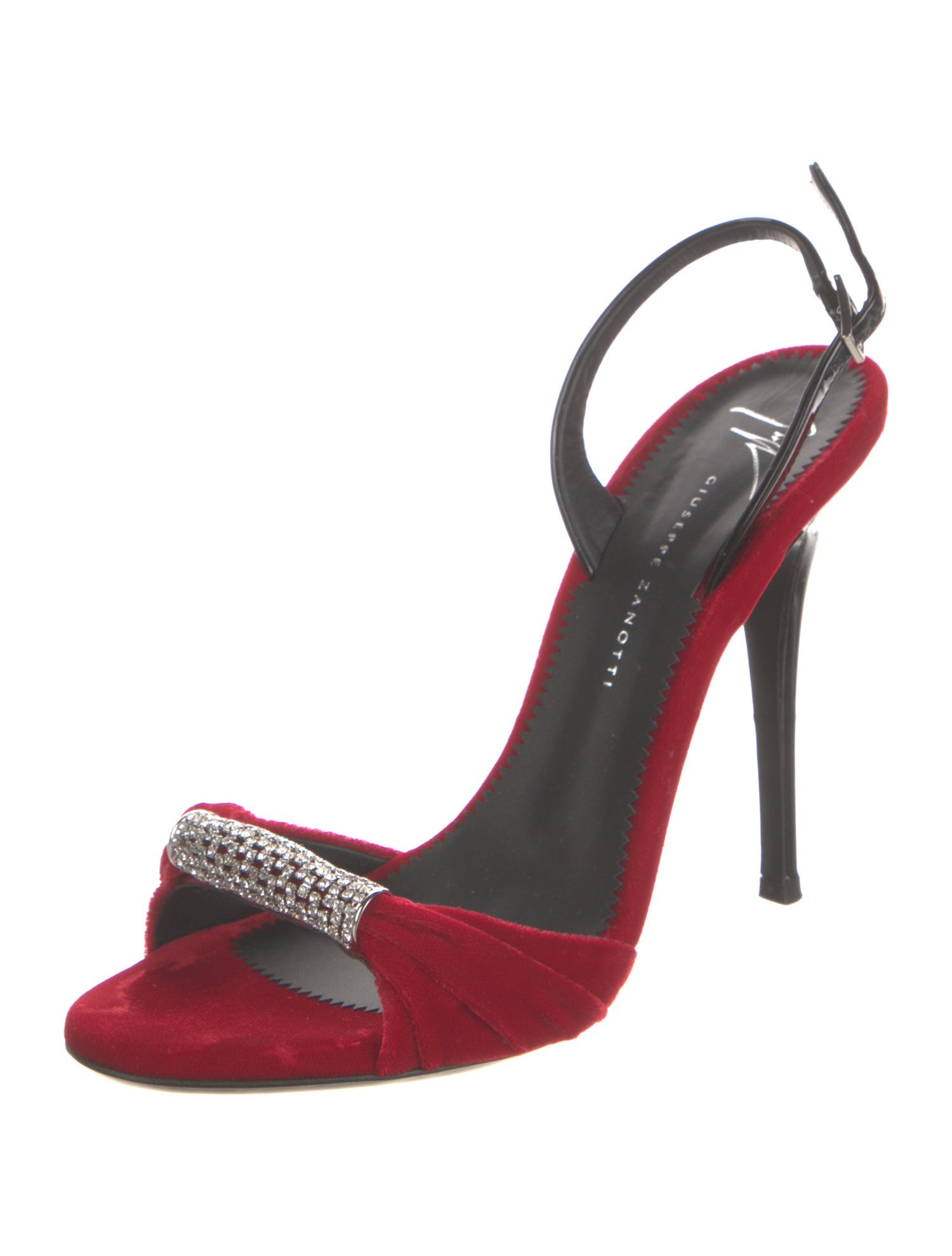 Giuseppe Zanotti Velvet Crystal Embellishments Slingback Sandals w/ Tags