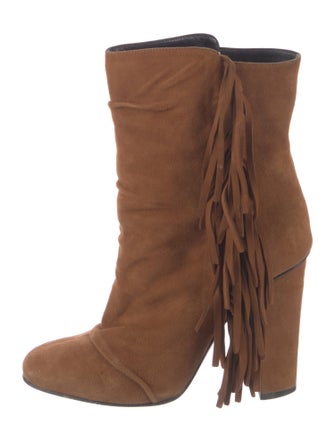 Giuseppe Zanotti Suede Fringe Trim Accent Boots