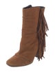 Giuseppe Zanotti Suede Fringe Trim Accent Boots