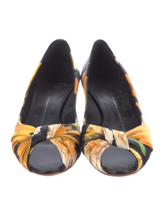Giuseppe Zanotti Satin Floral Print Flats