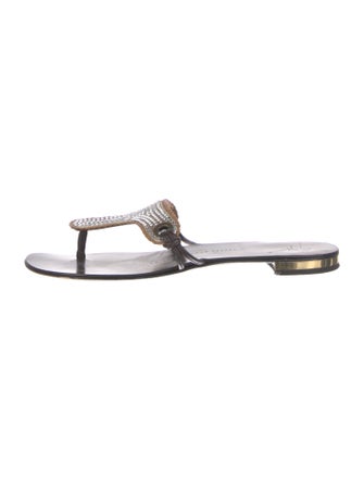 Giuseppe Zanotti Leather Crystal Embellishments Slides