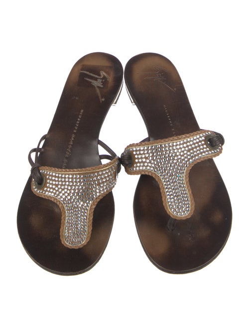 Giuseppe Zanotti Leather Crystal Embellishments Slides