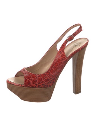 Giuseppe Zanotti Embossed Leather Animal Print Slingback Pumps