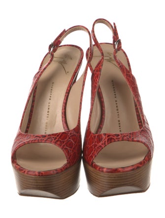 Giuseppe Zanotti Embossed Leather Animal Print Slingback Pumps