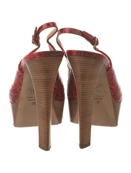 Giuseppe Zanotti Embossed Leather Animal Print Slingback Pumps