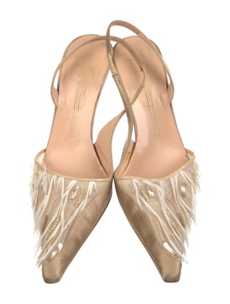 Giuseppe Zanotti Satin Colorblock Pattern Slingback Pumps