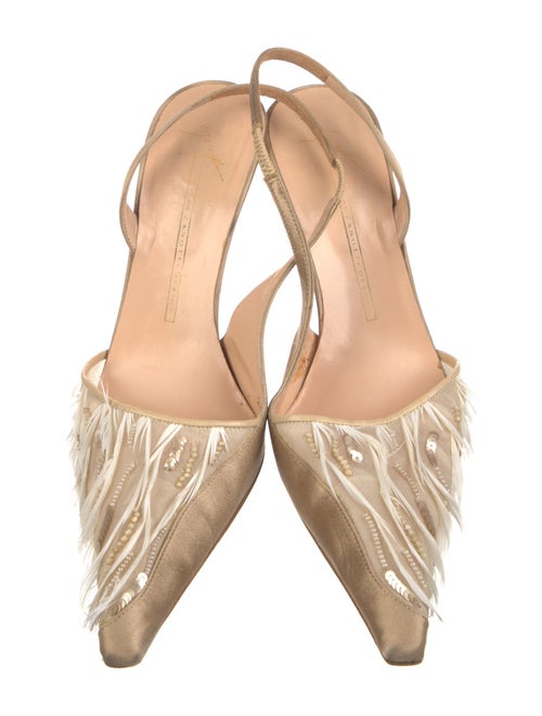 Giuseppe Zanotti Satin Colorblock Pattern Slingback Pumps