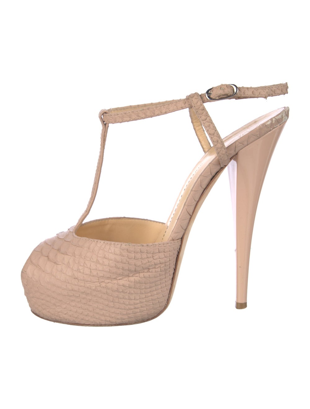 Giuseppe Zanotti Python T-Strap Pumps Neutrals Pe… - image 1