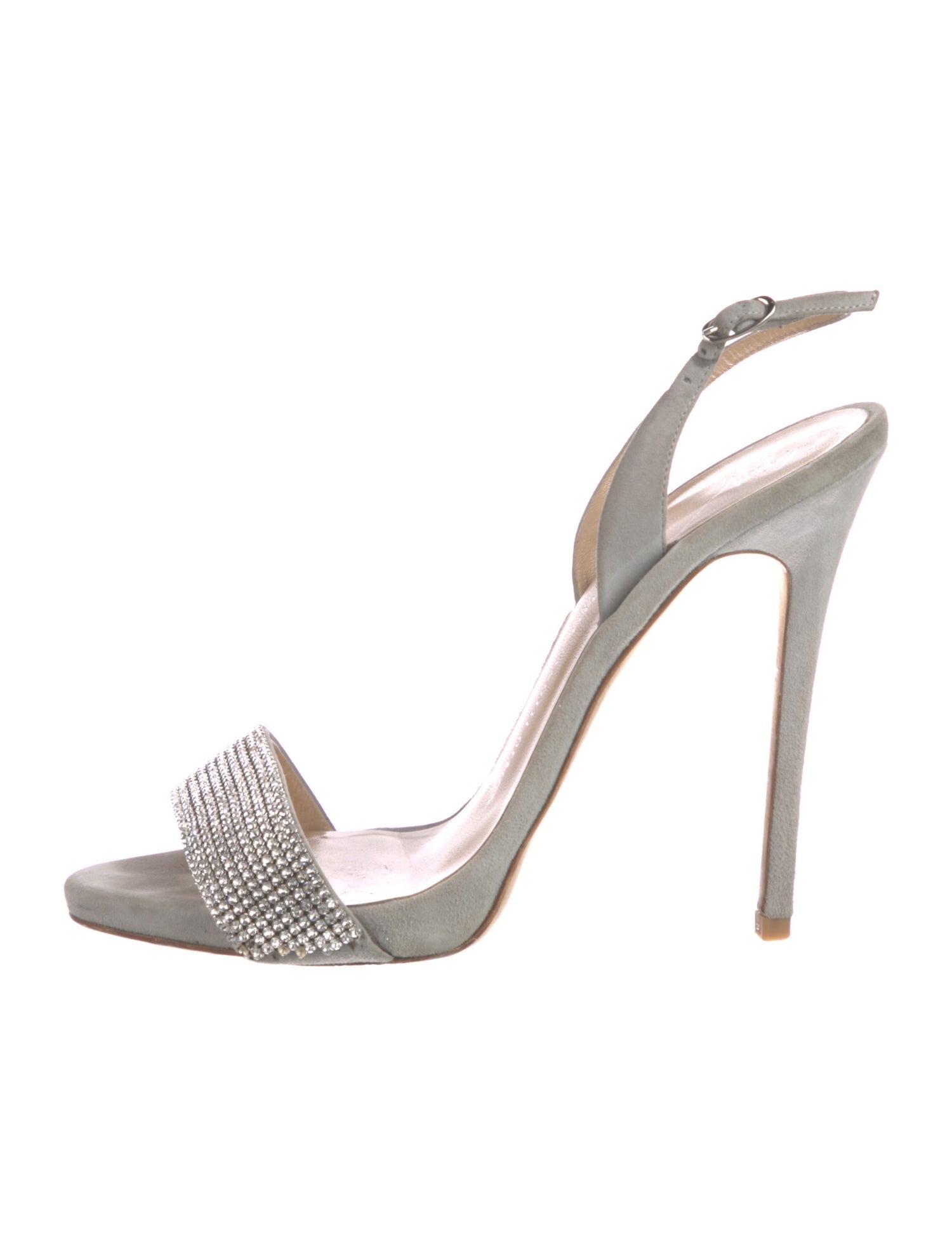 Giuseppe Zanotti Suede Crystal Embellishments Slingback Sandals