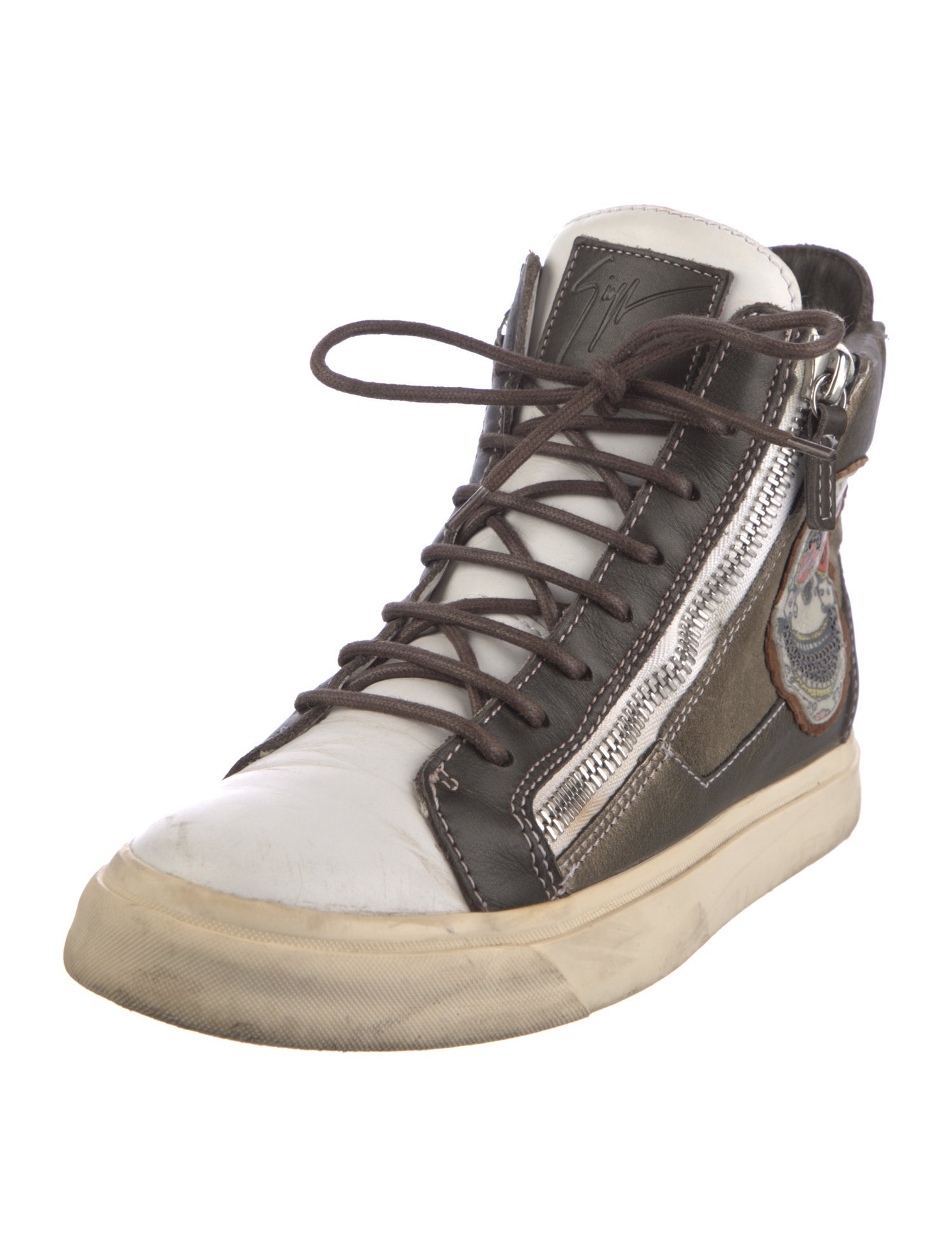 Giuseppe Zanotti Leather Printed Wedge Sneakers