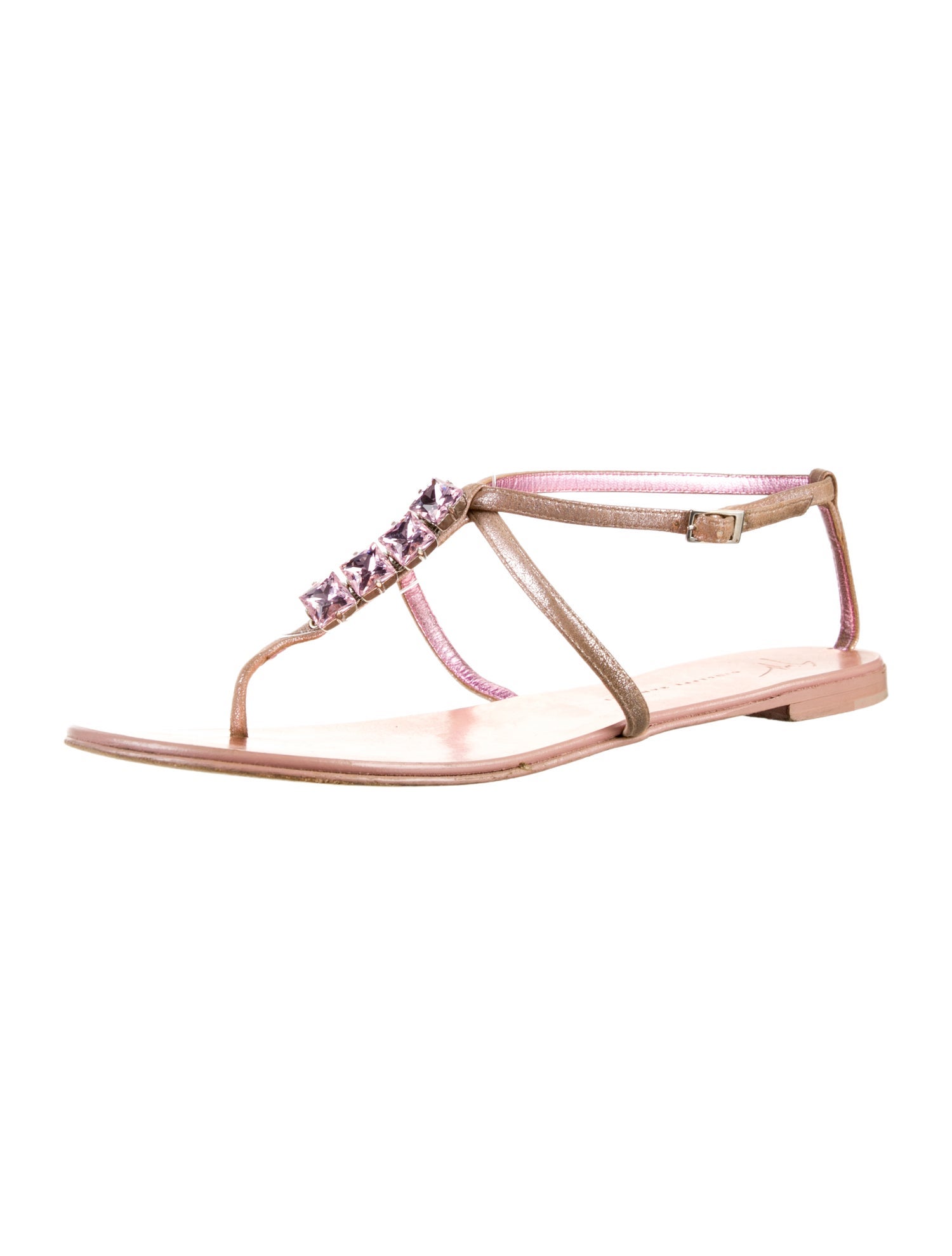 Giuseppe Zanotti Leather Animal Print T-Strap Sandals