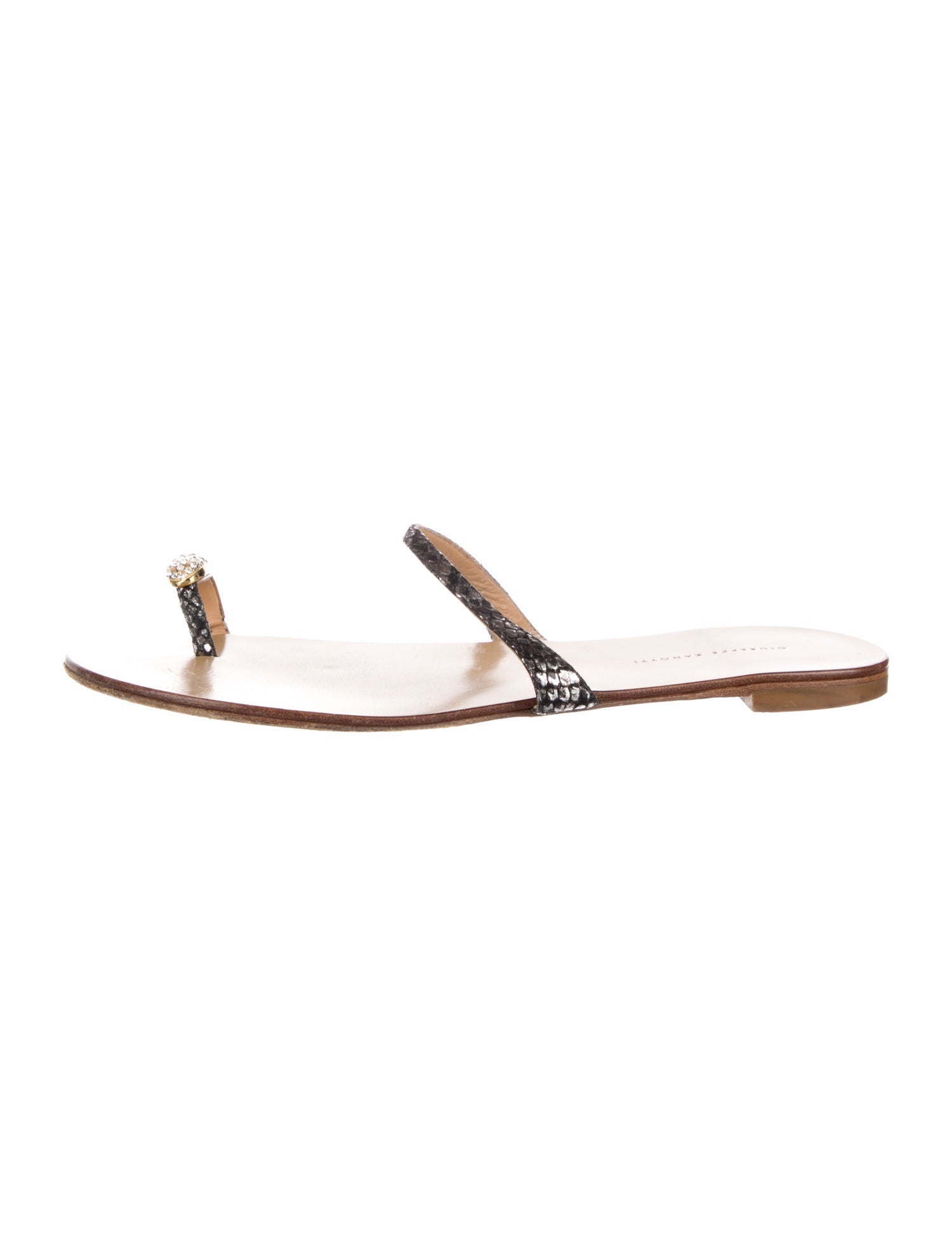 Giuseppe Zanotti Leather Crystal Embellishments Slides