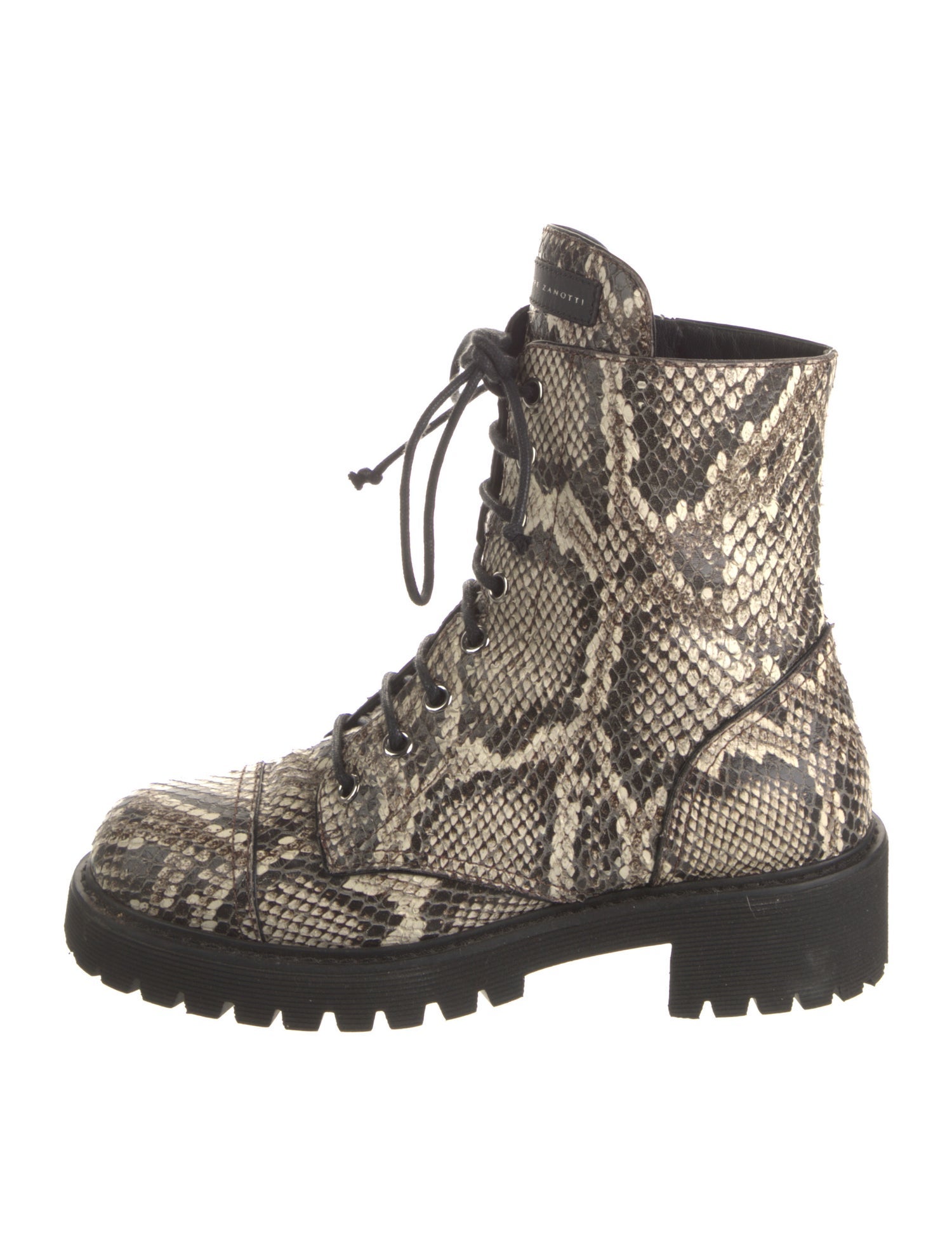 Giuseppe Zanotti Leather Animal Print Combat Boots