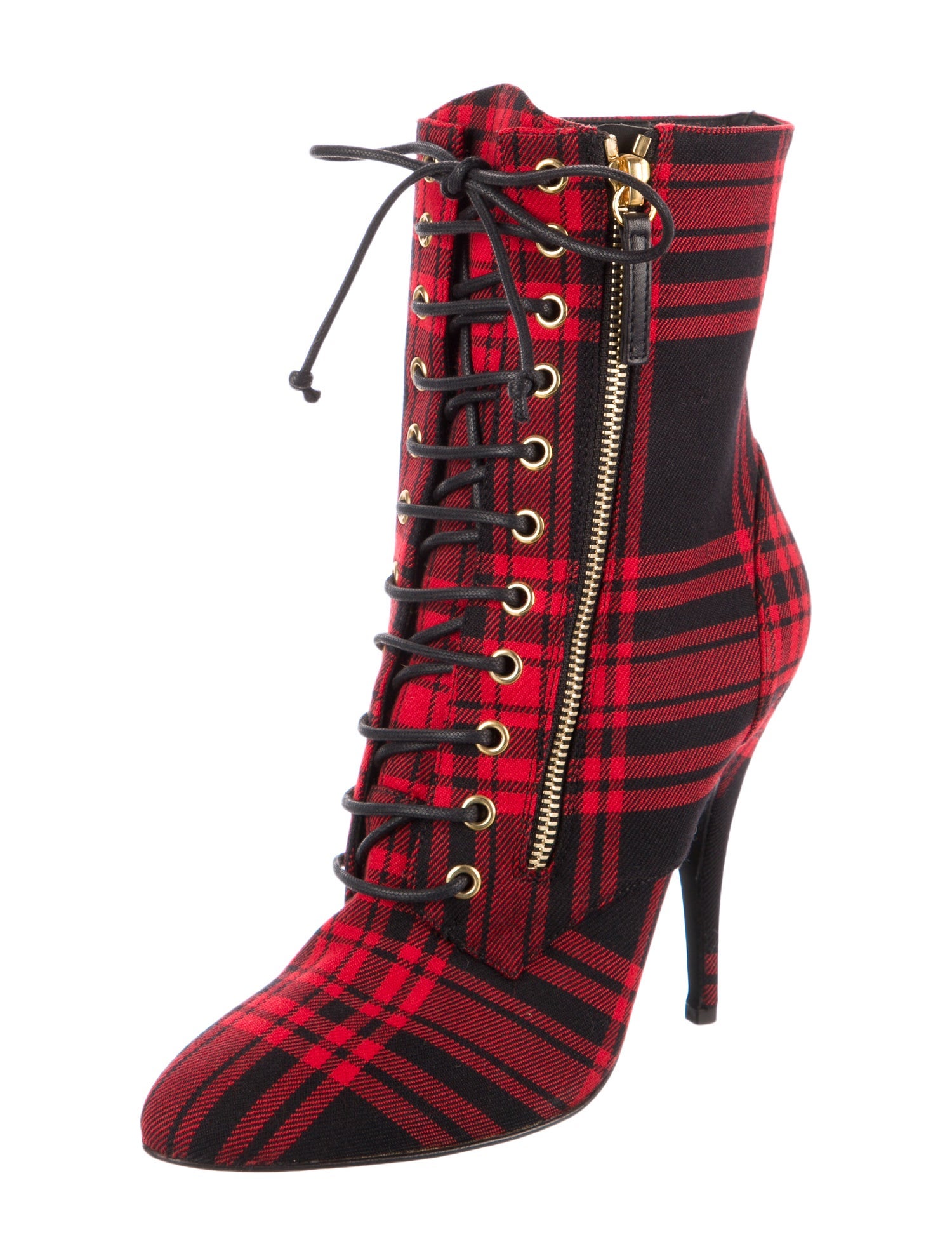 Giuseppe Zanotti Plaid Print Lace-Up Boots