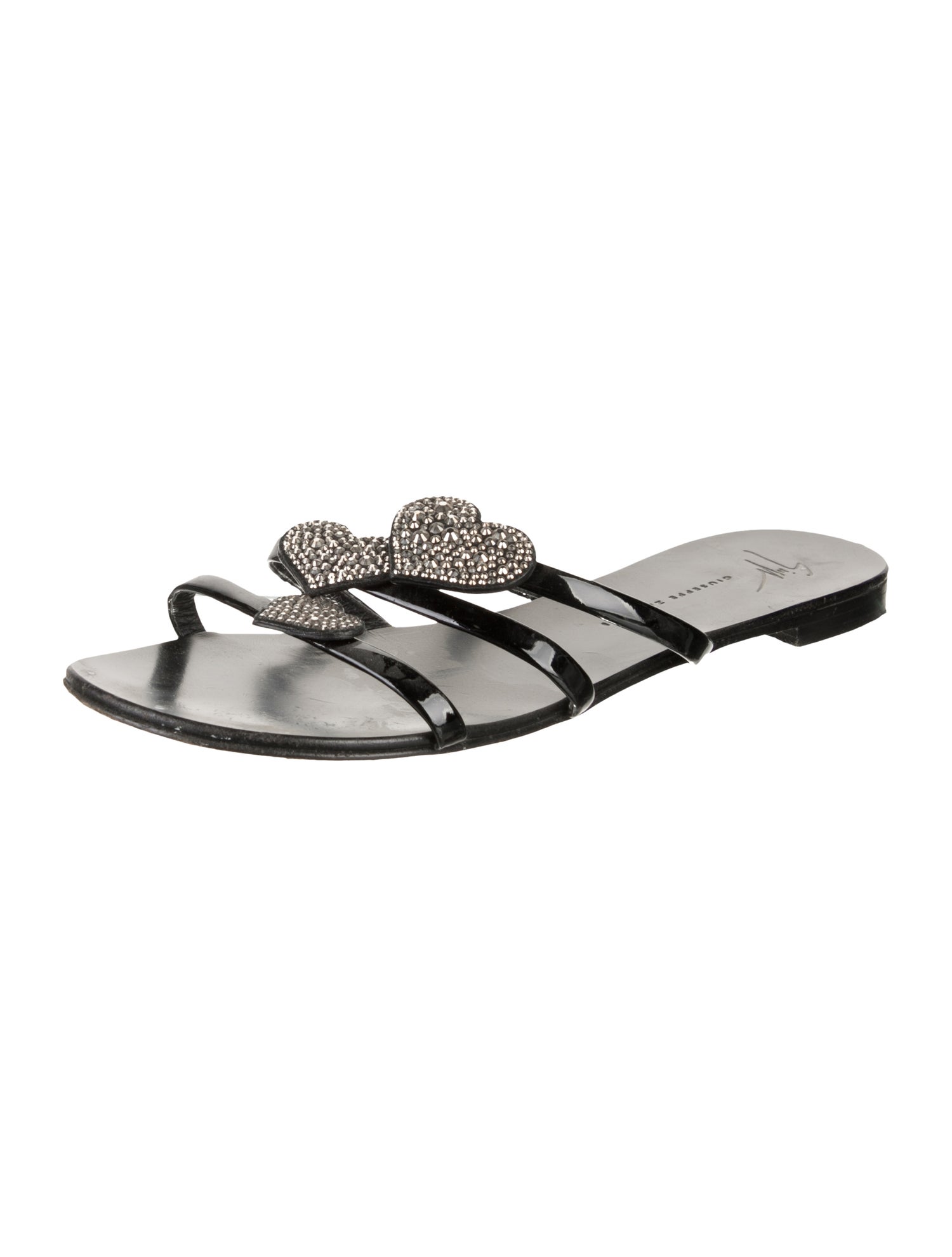 Giuseppe Zanotti Leather Crystal Embellishments Slides