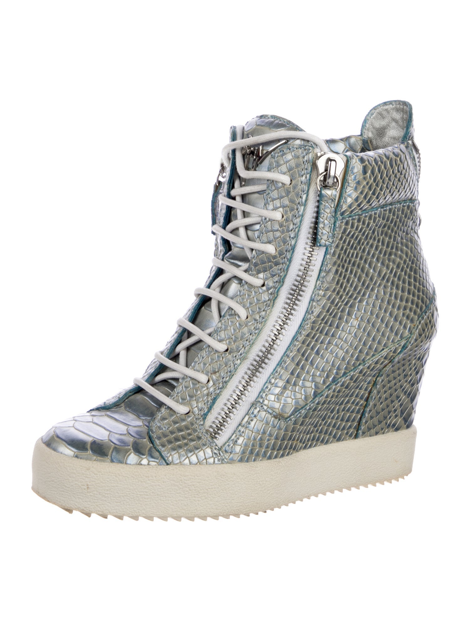 Giuseppe Zanotti Fish Skin Colorblock Pattern Pumps