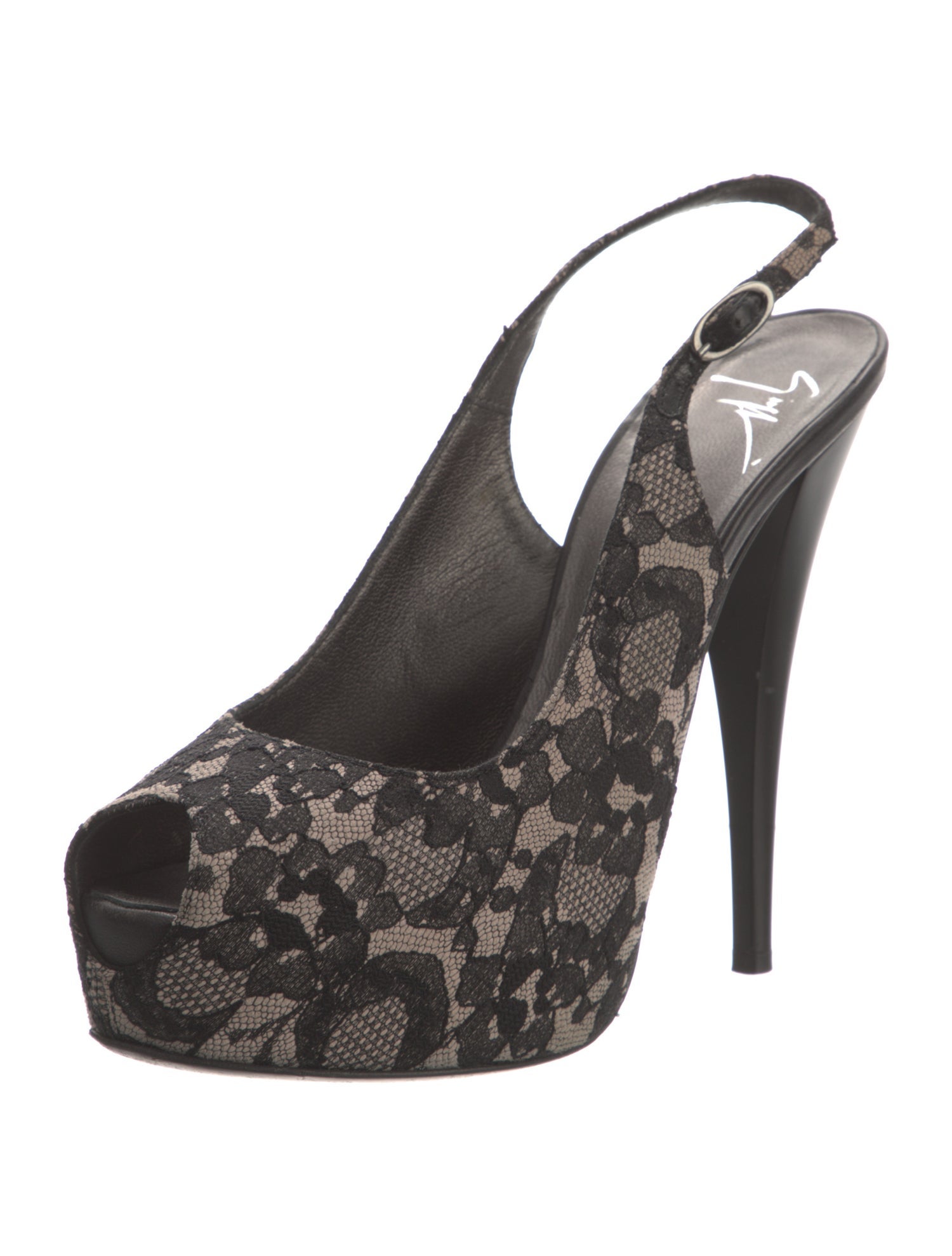 Giuseppe Zanotti Lace Lace Pattern Slingback Pumps