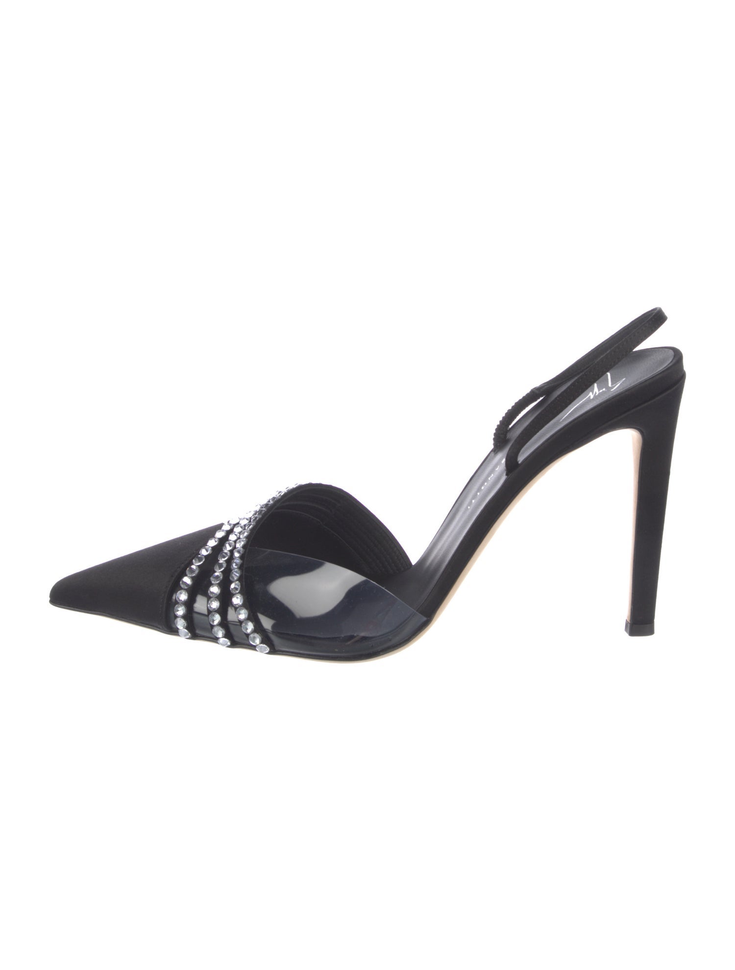 Giuseppe Zanotti Satin Crystal Embellishments Slingback Pumps