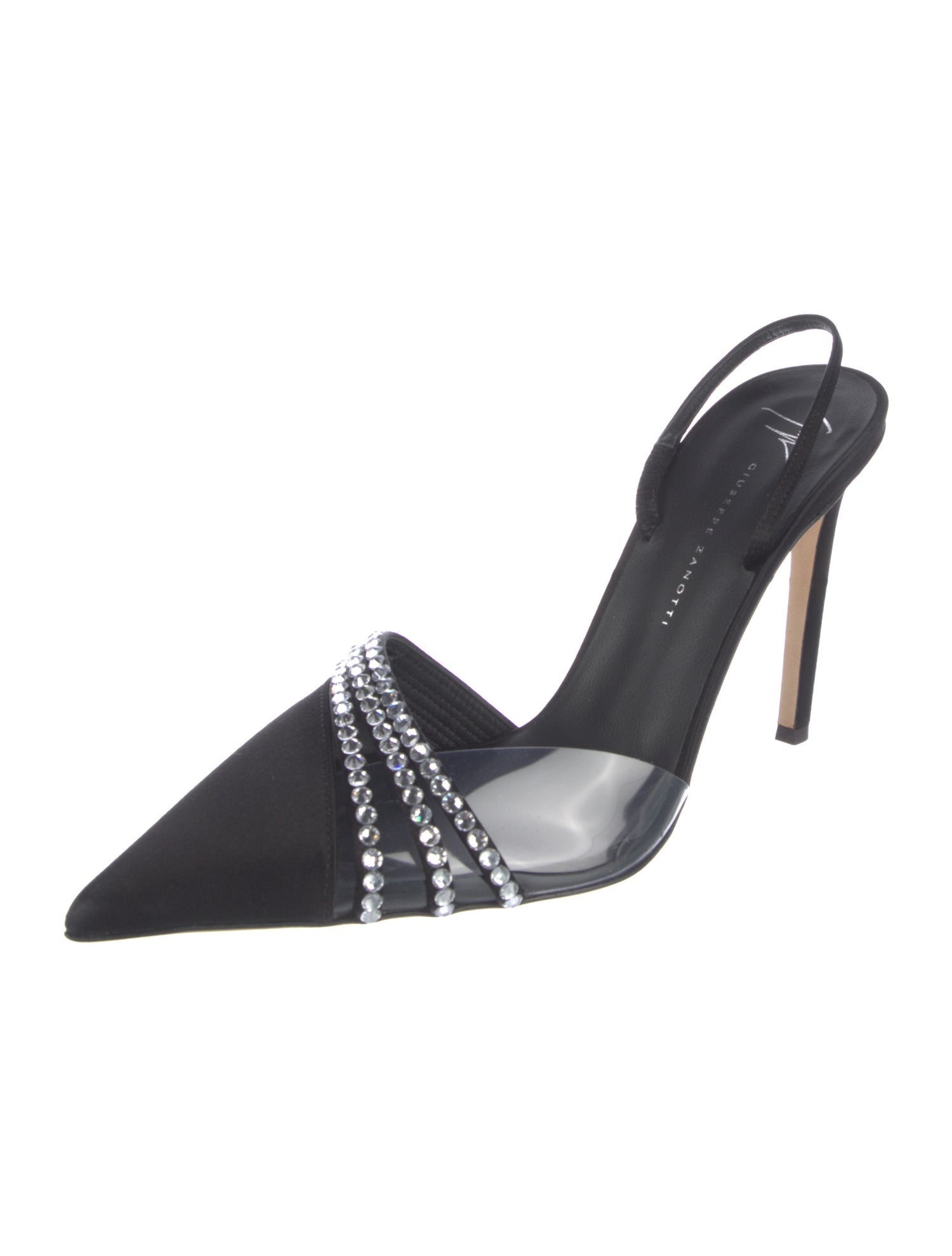 Giuseppe Zanotti Satin Crystal Embellishments Slingback Pumps