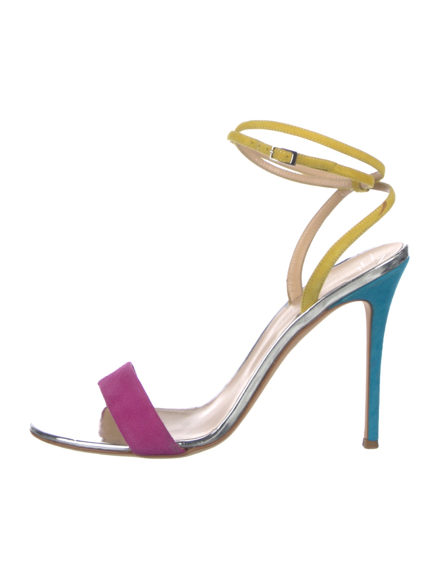Giuseppe Zanotti Suede Colorblock Pattern Sandals