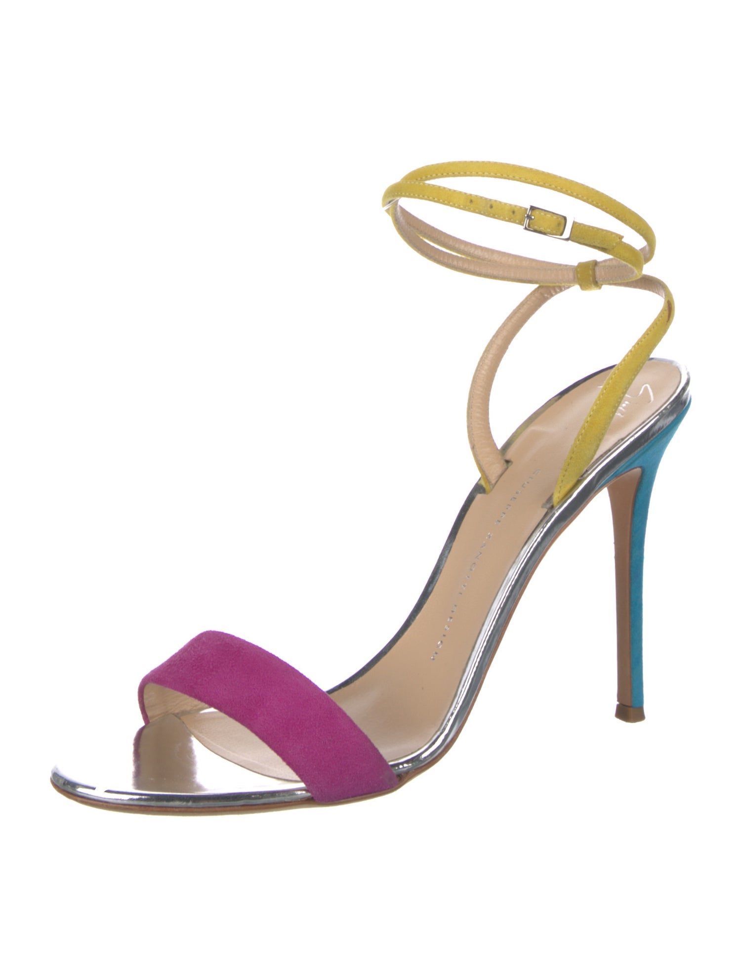 Giuseppe Zanotti Suede Colorblock Pattern Sandals
