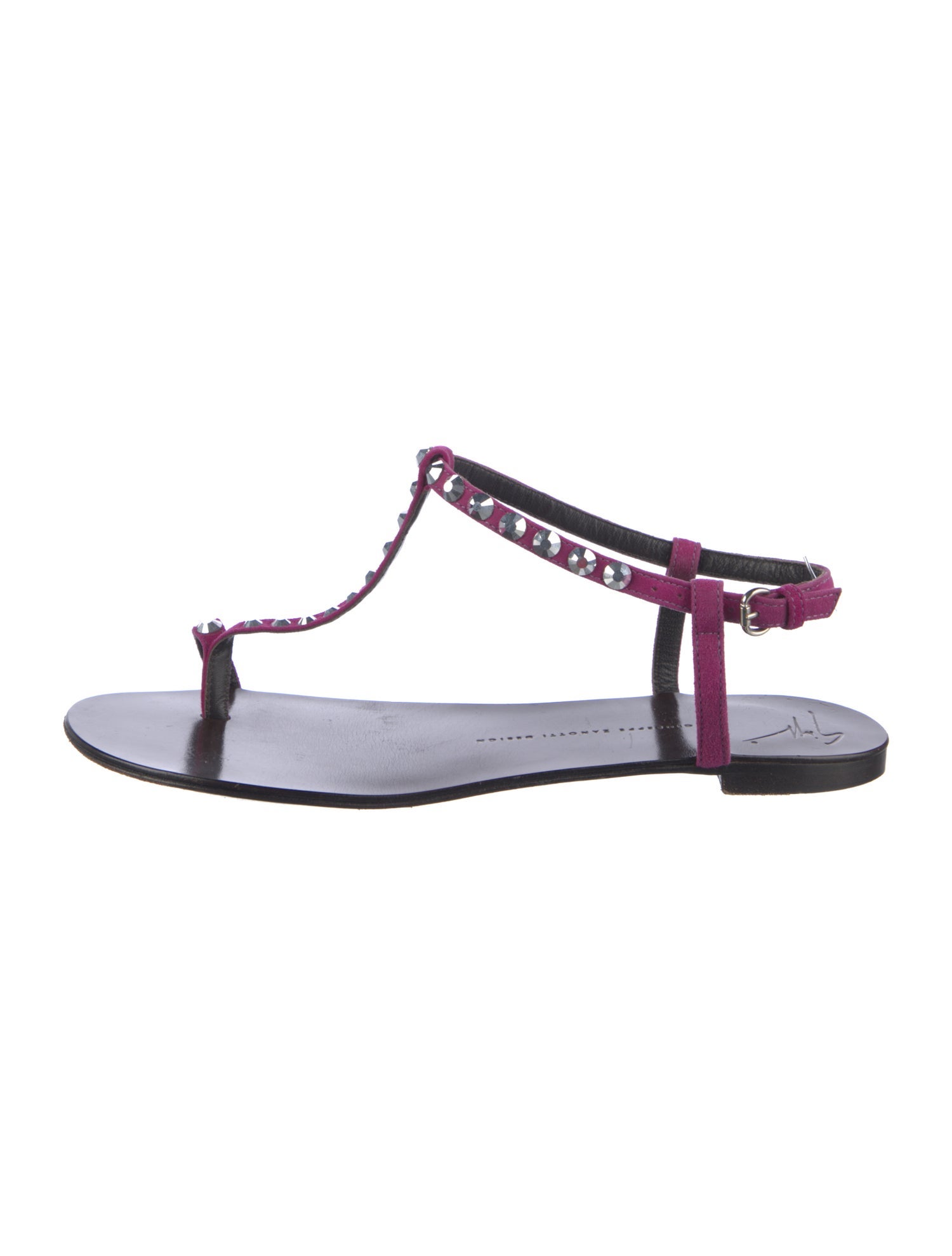 Giuseppe Zanotti Suede Studded Accents T-Strap Sandals
