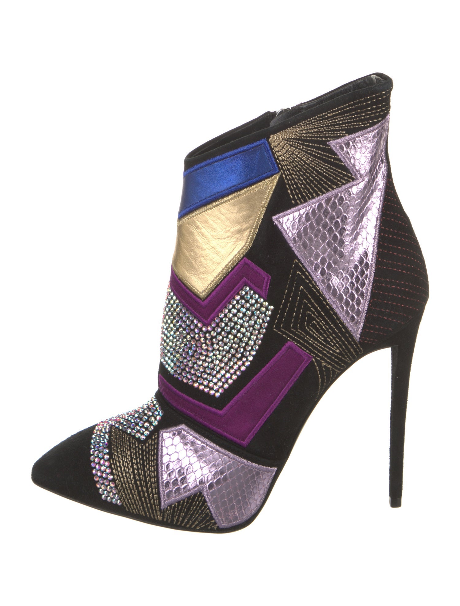 Giuseppe Zanotti Suede Colorblock Pattern Boots