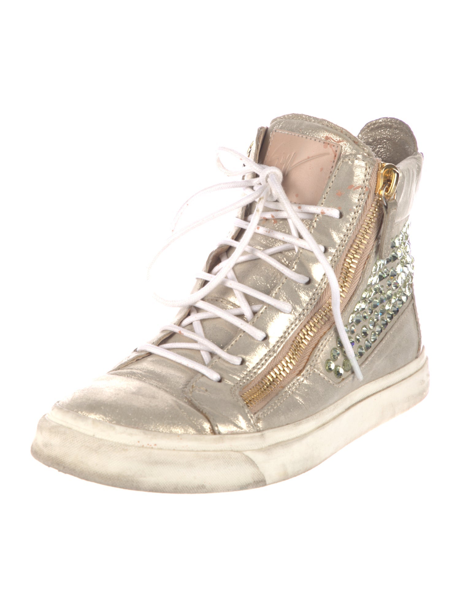 Giuseppe Zanotti Leather Crystal Embellishments Wedge Sneakers