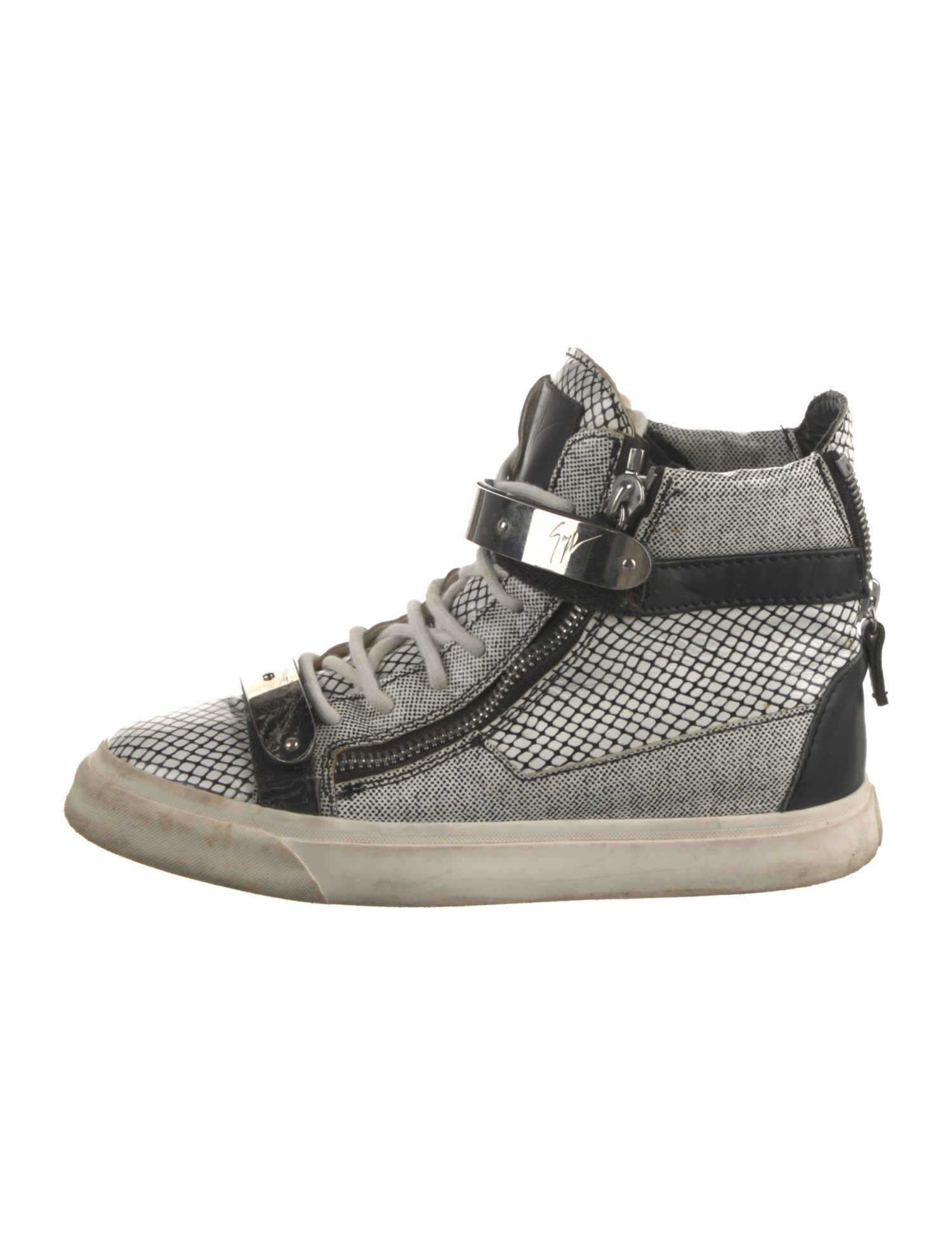 Giuseppe Zanotti Leather Animal Print Wedge Sneakers