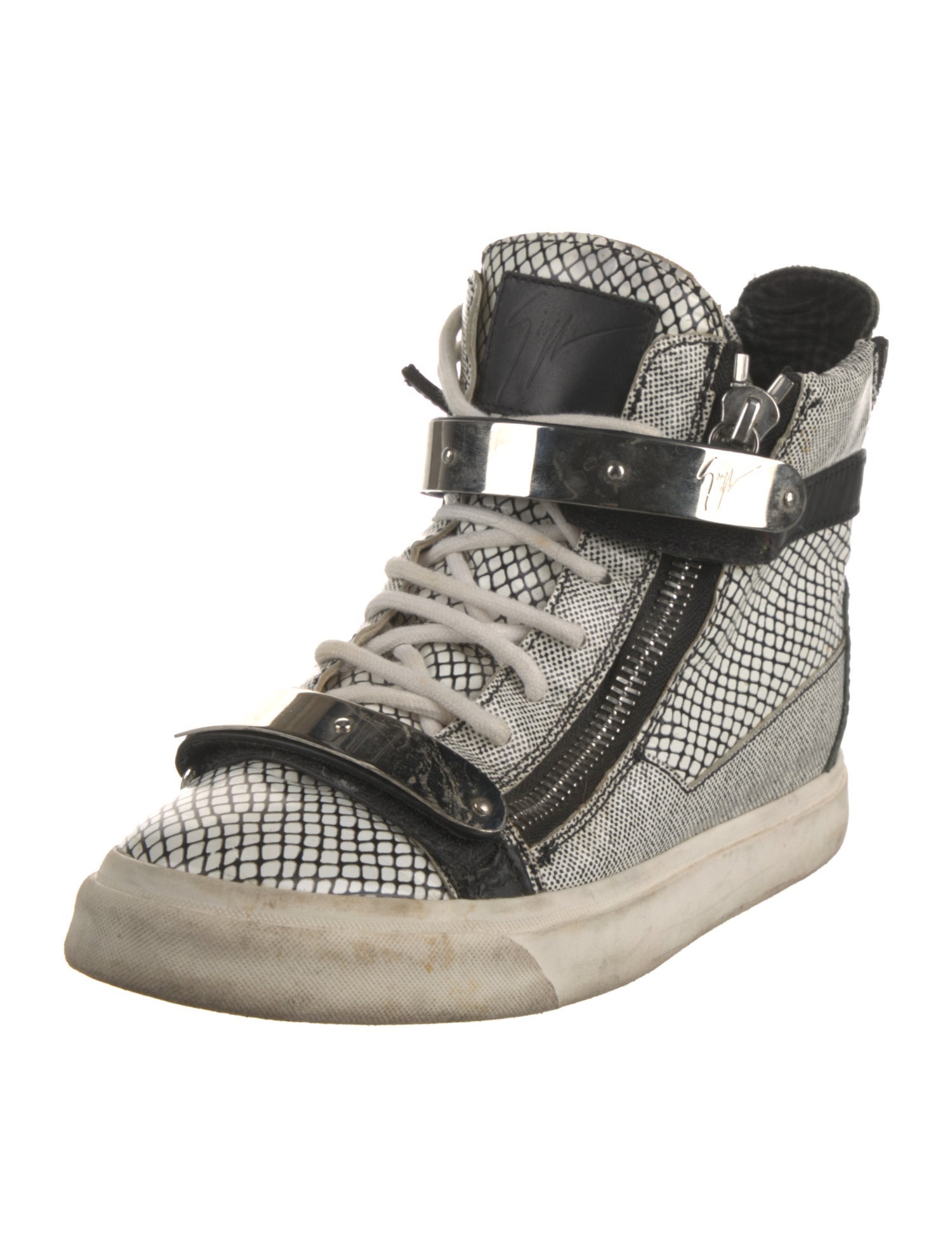 Giuseppe Zanotti Leather Animal Print Wedge Sneakers
