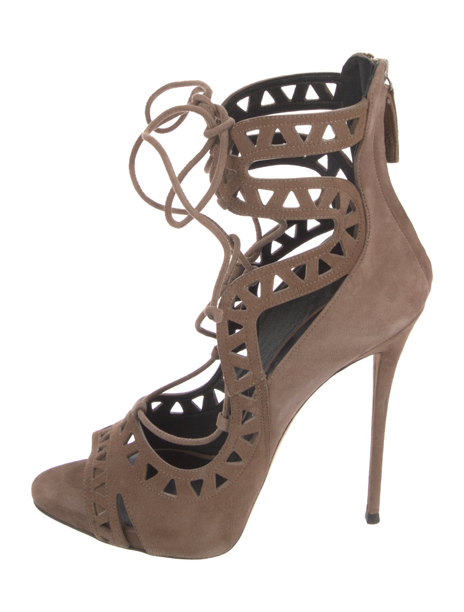 Giuseppe Zanotti Suede Lasercut Accents Gladiator Sandals