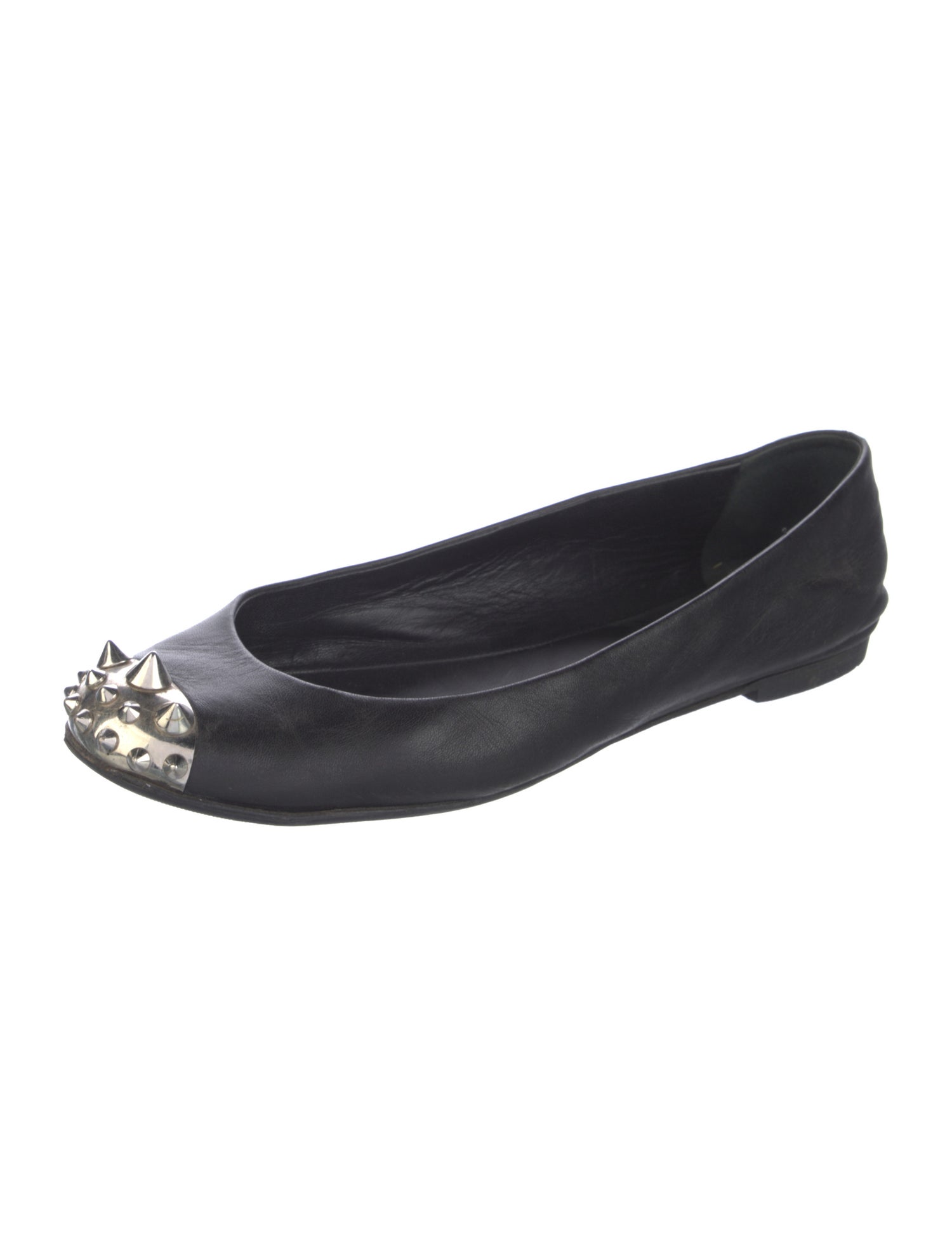 Giuseppe Zanotti Leather Studded Accents Ballet Flats
