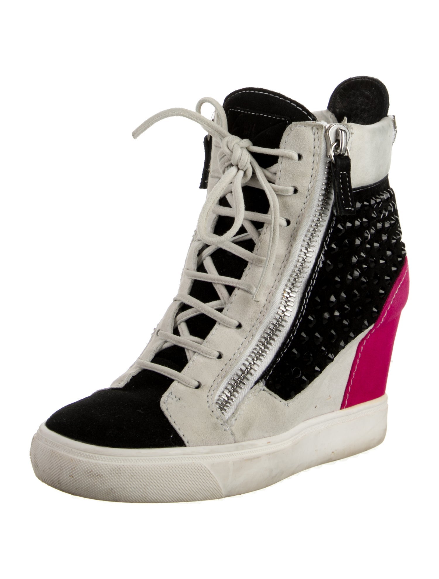 Giuseppe Zanotti Suede Colorblock Pattern Lace-Up Boots