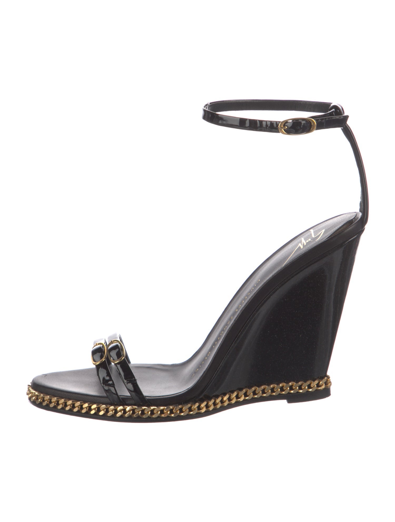 Giuseppe Zanotti Patent Leather Chain-Link Accents Sandals