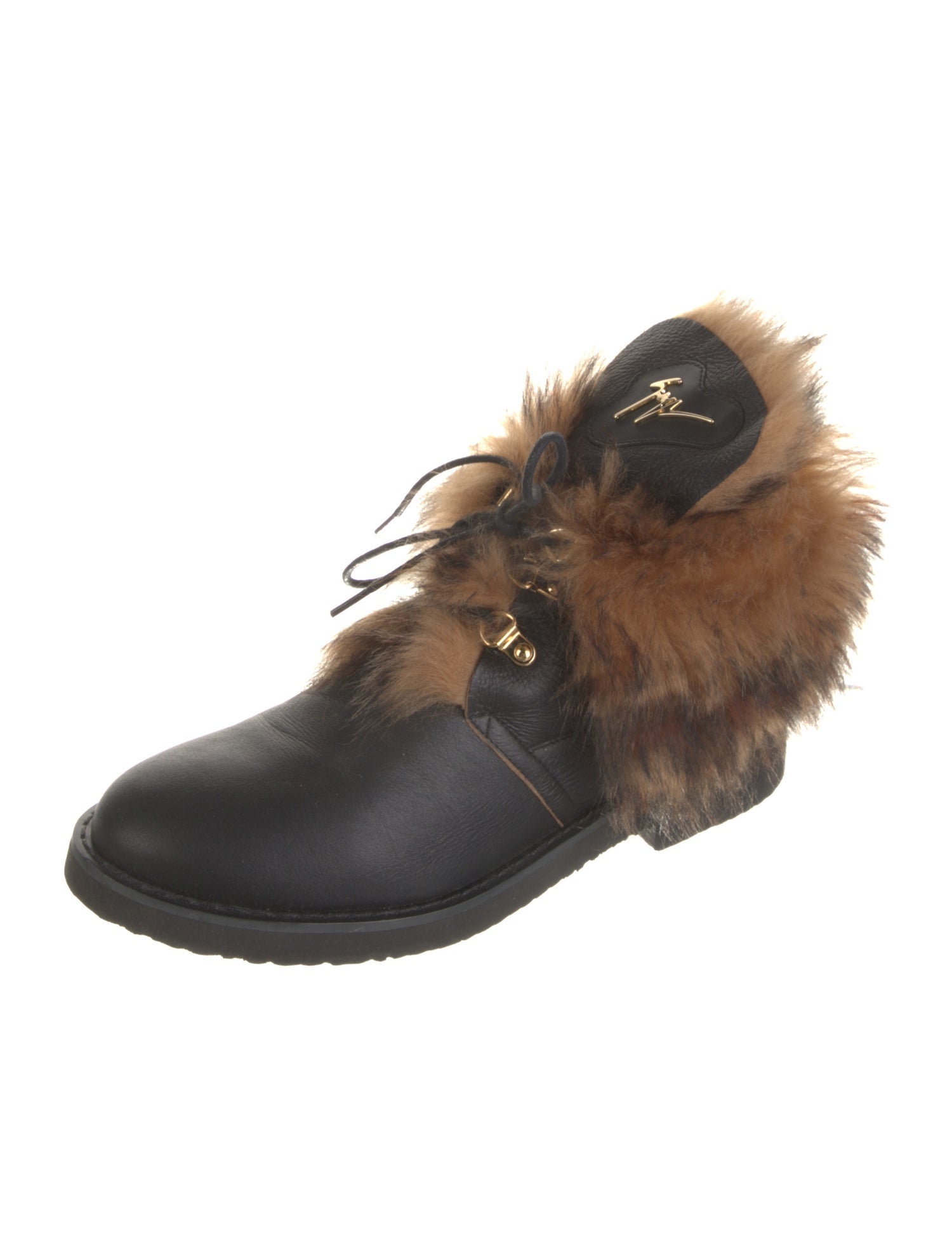 Giuseppe Zanotti Leather Colorblock Pattern Lace-Up Boots