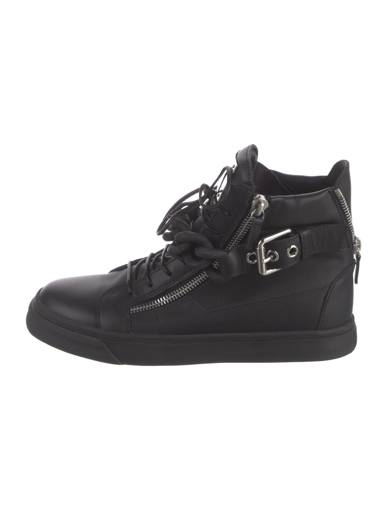Giuseppe Zanotti Leather Chain-Link Accents Sneakers